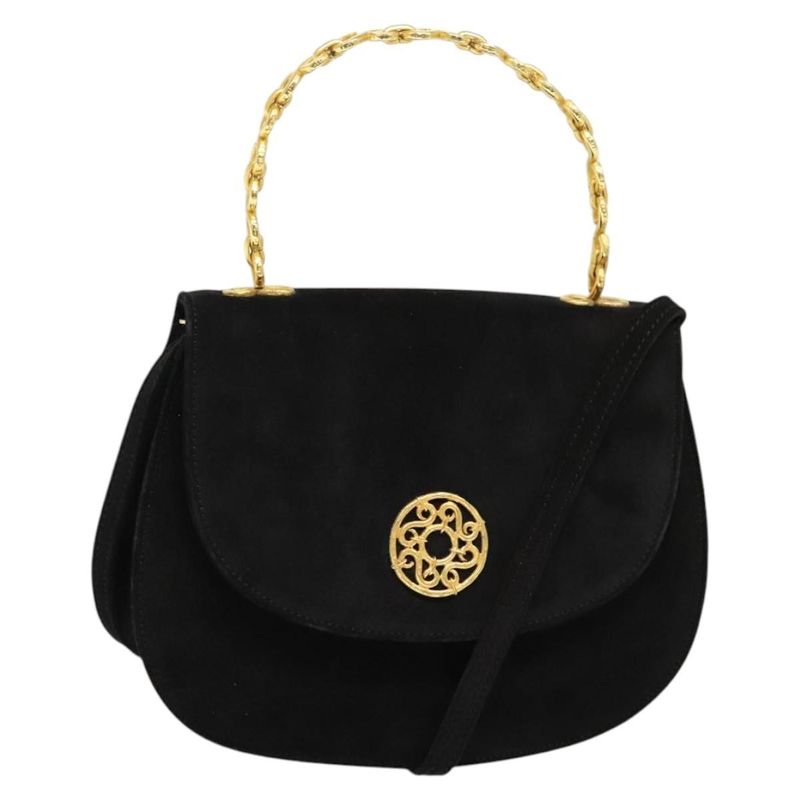 Celine Handbag Suede Black Suede Handbag (Pre-Owned)